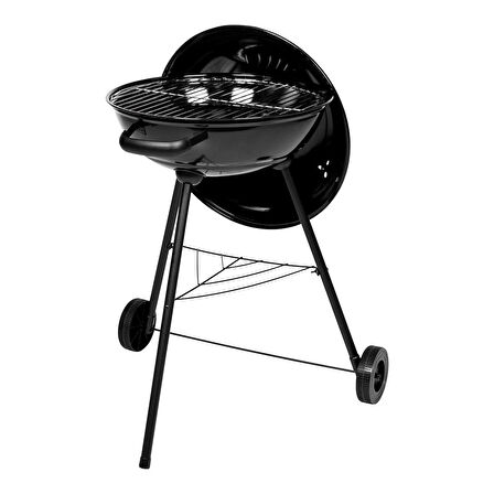 TEKERLEKLİ KÖMÜRLÜ SİYAH KÜRE MANGAL BARBEKÜ 43 CM ÇAPINDA 86 CM UZUNLUK