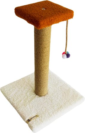 Tek Katlı Stepli Beyaz Kedi Tırmalama Tahtası