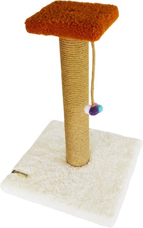 Tek Katlı Stepli Beyaz Kedi Tırmalama Tahtası