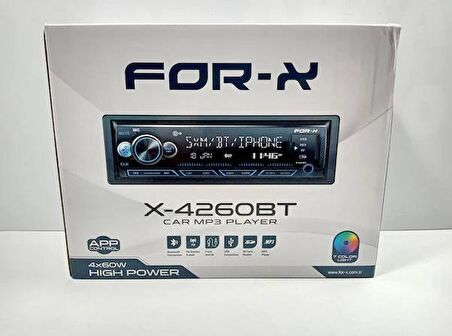 For-x X-4260BT 4x60w Bluetoothlu 7 Renk Oto Teyp