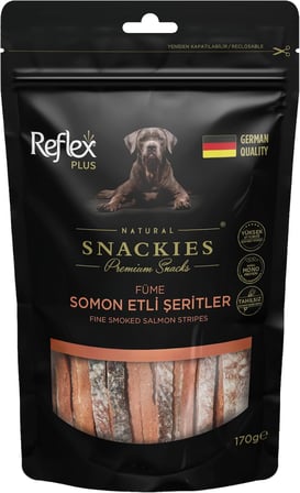 Reflex Plus Snackies Natural Füme Somon Etli Şeritler Premium Köpek Ödül Maması 170 g