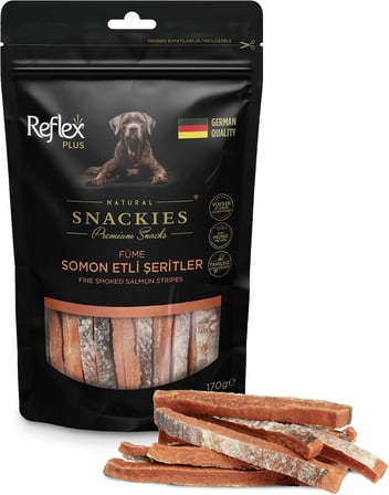 Reflex Plus Snackies Natural Füme Somon Etli Şeritler Premium Köpek Ödül Maması 170 g