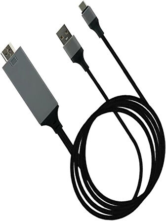 HDMI Apple Android Type-C Giriş Uyumlu 4K 60Hz HDTV Görüntü Aktarım Kablosu Projektör Dönüştürücü