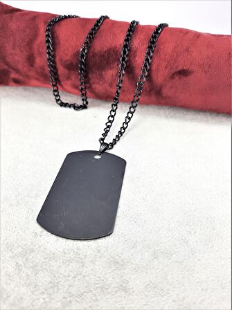 SİYAH KAPLAMA ASKER KÜNYESİ KOLYE