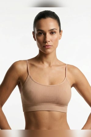 Kadın İnce İp Askılı Pedli Fitilli Pamuklu Büstiyer Crop Bralette