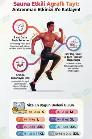 Sauna Agraflı Tayt – Termal Etkili, Göbek ve Bacak Toparlayıcı ve Bel İncelten Yüksek Bel Korse Tayt