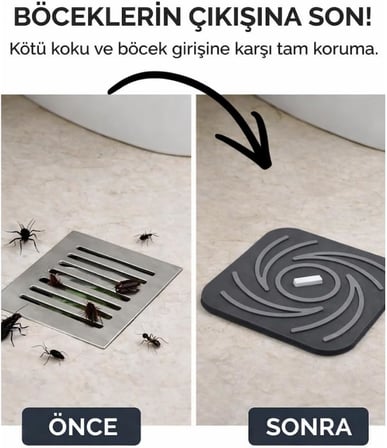 Kötü Koku Böcek Önleyici Gider Tıpası Lavabo Balkon Tuvalet Gider Kapatıcı Kapak Silikon (Gri-Gri)