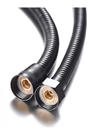 1.Sınıf Dayanıklı Spiral Duş Hortumu Siyah Metal Örgülü 1.5 M KYK1010