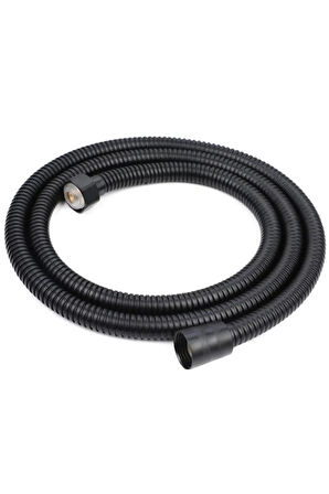 1.Sınıf Dayanıklı Spiral Duş Hortumu Siyah Metal Örgülü 1.5 M KYK1010