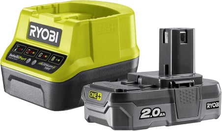 RYOBI 18 V ONE+ akülü motorlu tırpan ve akülü çalı budama makası Kombo Kit RY18LT18HTA-120 (ayarlanabilir kesim genişliği 25 – 30 cm, 55 cm bıçaklı çalı makası, 24 mm kesme kalınlığı, 1 x 2,0 Ah ve