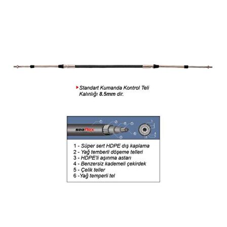 Seaflex Kumanda Teli Seaflex  3300C Ø8,5Mm 4,5Mt