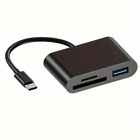 Usb Type-C To SD Micro SD TF Kart Okuyucu ve USB Çevirici 3 in 1 Dönüştürücü Adaptör