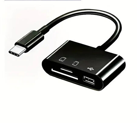 Usb Type-C To SD Micro SD TF Kart Okuyucu ve USB Çevirici 3 in 1 Dönüştürücü Adaptör