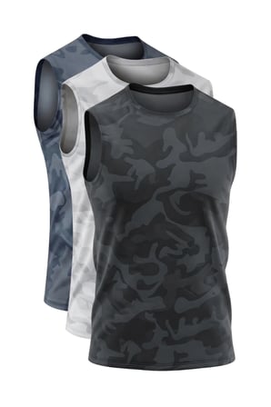 3'lü Erkek Nem Emici Hızlı Kuruma Atletik Teknik Sporcu Sıfır Kol T-shirt Siyah-Gri-Füme