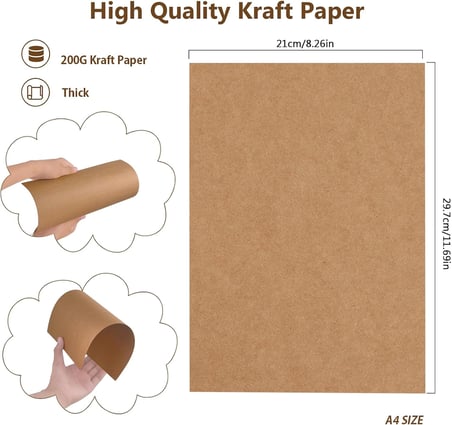 50 Adet A4 Kraft Kağıdı 21 x 29,7 cm 200 g/m² Yazdırılabilir Kraft Karton A4 Kendin Yap Boş Kartlar, Düğün Davetiyeleri, Şükran Günü Kartları