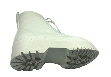 OrtopedikAL Womenly Style 2001 Kadın Bej Bot Suni Deri Bağcıklı Ve Fermuarlı