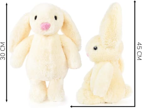 Peluş Tavşan Uyku Arkadaşı 45 cm, Uzun Kulaklı Yumuşak Bunny Plush, Çocuk ve Bebekler İçin Sarılmalık Tavşan Oyuncak