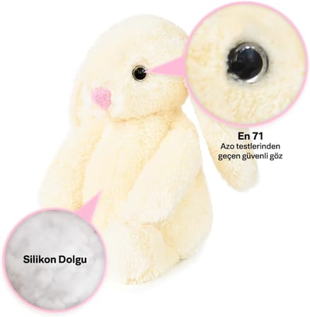 Peluş Tavşan Uyku Arkadaşı 45 cm, Uzun Kulaklı Yumuşak Bunny Plush, Çocuk ve Bebekler İçin Sarılmalık Tavşan Oyuncak