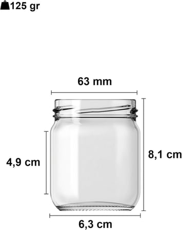 10-1000 ml Farklı Boyutlarda Kavanoz (10-1000 Arası) cc Konserve Metal Kapaklı Cam Kavanoz 6 Adet (Şeffaf, 210 cc)
