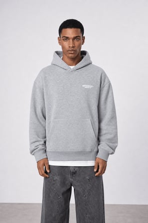 Erkek Absofuckinlutely Baskılı Oversize Hoodie Melanj