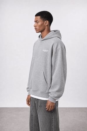 Erkek Absofuckinlutely Baskılı Oversize Hoodie Melanj