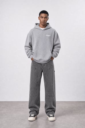 Erkek Absofuckinlutely Baskılı Oversize Hoodie Melanj