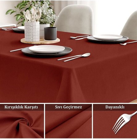 Canvas Bordo Sıvı Geçirmez Leke Tutmaz Masa Örtüsü BORDO 80 x 80
