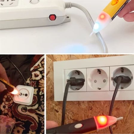 Dedektörlü Temassız Işıklı Kablo Voltaj Test Elektrik Kaçak Dijital Kontrol Kalemi Cihazı
