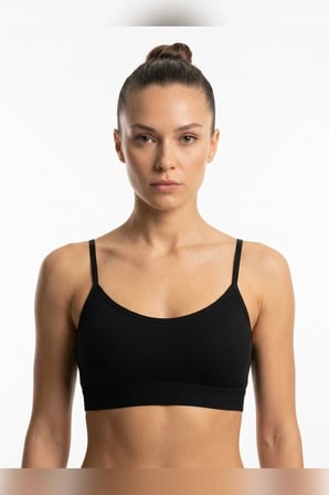 Kadın İnce İp Askılı Pedli Fitilli Pamuklu Büstiyer Crop Bralette