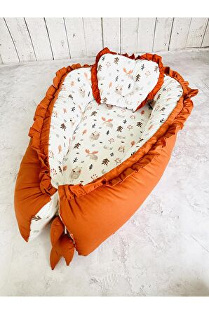 Baby Nest Sevimli Fırfırlı Ortopedik Çift Taraflı Bebek Yatağı Anne Yanı Bebek Yatağı