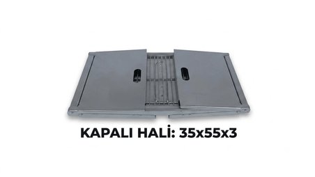 Kanatlı Pratik Katlanabilir Mangal Izgara 35x55 cm Kalın Paslanmaz Sac Kamp Mangalı