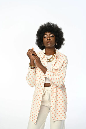 Kare Desenli Desenli Turuncu Renk Gömlek