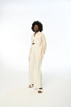 Kare Desenli Desenli Turuncu Renk Gömlek