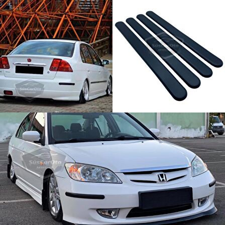 Honda Civic Vtec 2 Uyumlu Esnek Tampon Koruma Bandı Ön Arka Tampon Koruyucu Şerit Yumuşak Bant 4 lü Paket Siyah