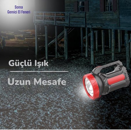 Şarjlı LED El Feneri Güçlü Led Işık Kamp Lambası Cata Soma Power Led Gemici El Feneri