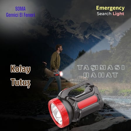 Şarjlı LED El Feneri Güçlü Led Işık Kamp Lambası Cata Soma Power Led Gemici El Feneri