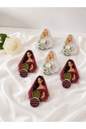 Kişiye Özel Gelin & Kına Hatırası Hediyelik Seti - Krem ve Kına Seçenekli 10 Adet