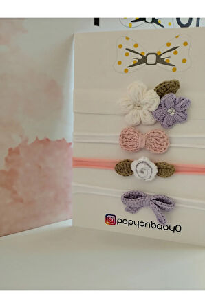 4'lü Set Örgü Motifli Saç Bandı - Çok Renkli - Organik & El Yapımı