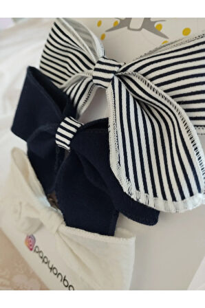 3'lü Set Fiyonk Toka - Lacivert - Organik & El Yapımı