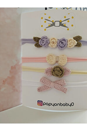 4'lü Set Örgü Motifli Saç Bandı - Çok Renkli - Organik & El Yapımı