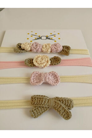 4'lü Set Örgü Motifli Saç Bandı - Çok Renkli - Organik & El Yapımı