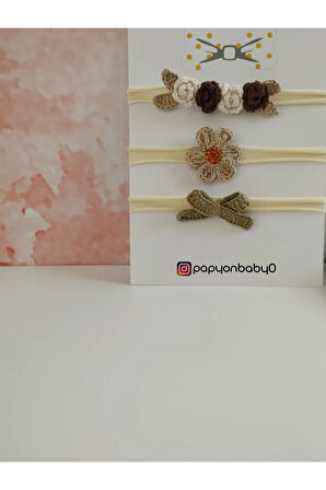 3'lü Set Örgü Motifli Saç Bandı - Çok Renkli - Organik & El Yapımı