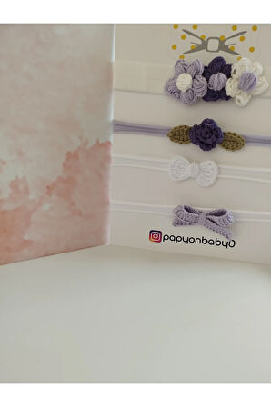 4'lü Set Örgü Motifli Saç Bandı - Çok Renkli - Organik & El Yapımı