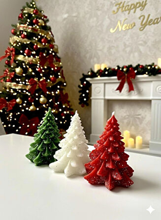 3 Adet Yılbaşı Temalı Mum Hediyelik Mum