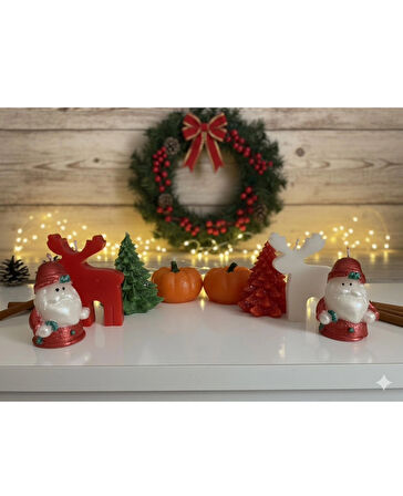 Yılbaşı Temalı 8’li Mum Seti – Dekoratif & Kokulu