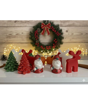 Yılbaşı Temalı 8’li Mum Seti – Dekoratif & Kokulu