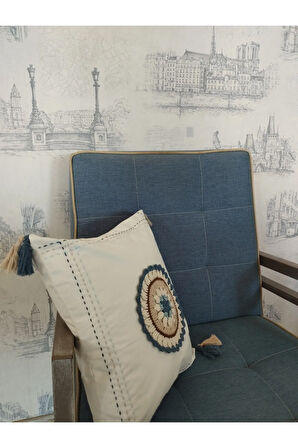 Örgü Motifli Yastık - Lacivert - Organik & El Yapımı