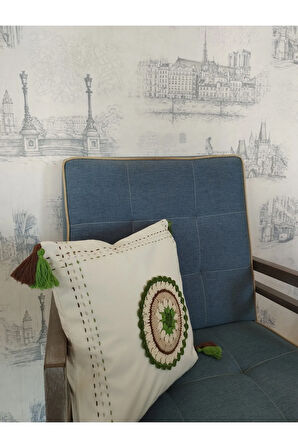 Örgü Motifli Yastık - Çok Renkli - Organik & El Yapımı