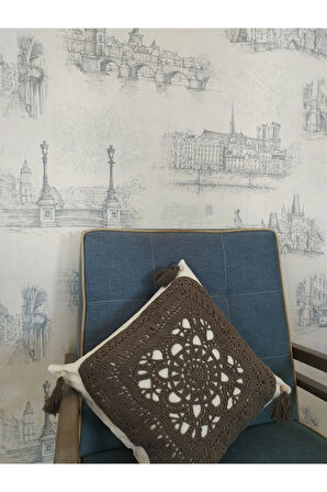 Örgü Motifli Yastık - Kahverengi - Organik & El Yapımı