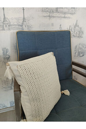 Örgü Yastık - Bej - Organik & El Yapımı